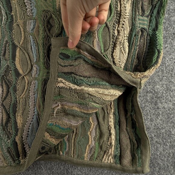 COOGI Australia Sweater Women Medium Green Knit Pullover Turtleneck Padded Shldr - Picture 12 of 16